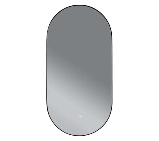 Miroir De Salle De Bain LED 45x90cm à Luminosité Variable Ovale Avec Cadre Noir