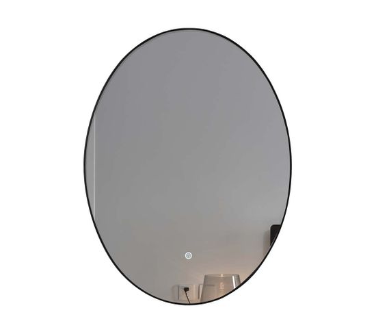 Miroir De Salle De Bain LED 60x80cm à Luminosité Variable Ovale Avec Cadre Noir