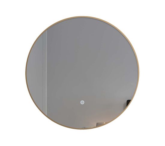 Miroir De Salle De Bain LED à Luminosité Variable 60cm Rond Avec Cadre En Aluminium Doré