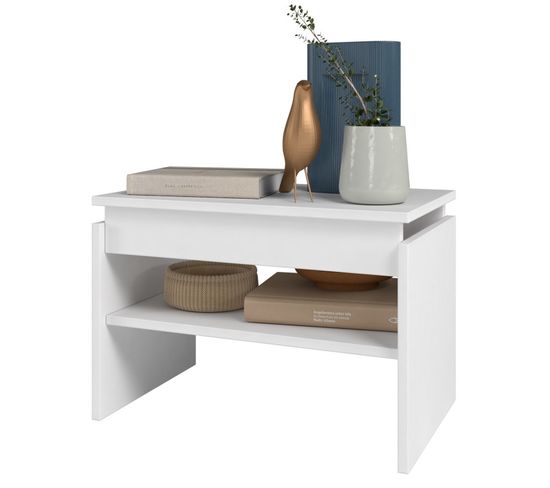 Table Basse Rectangle 2 Niches Blanche 54 Cm