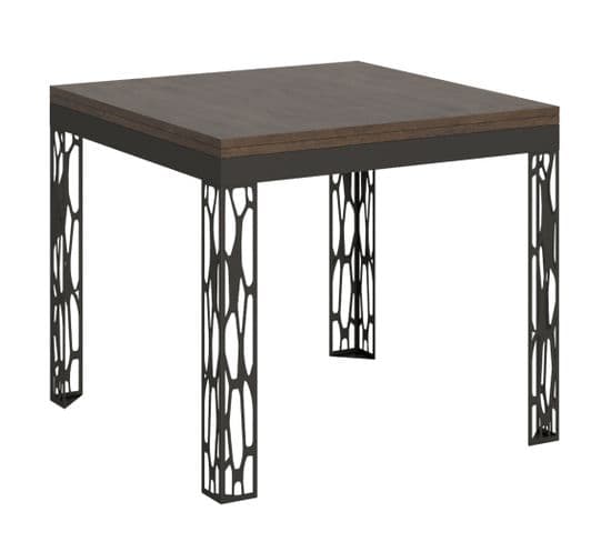 Table Extensible 90x90/180 Cm Ghiblilibra Noyer Cadre Anthracite
