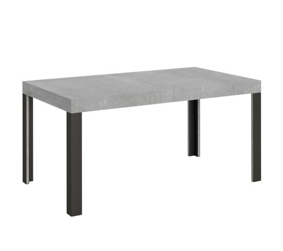 Table Extensible 90x160/264 Cm Linea Ciment Cadre Anthracite