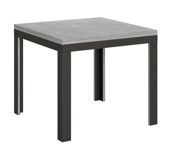 Table Extensible 90x90/180 Cm Linealibra Ciment Cadre Anthracite