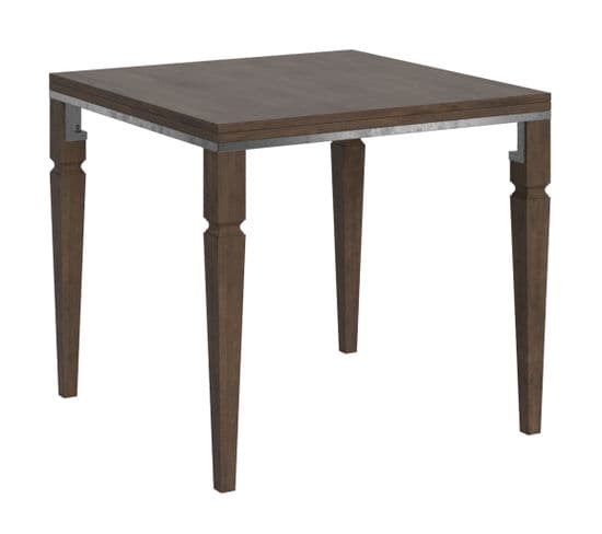Table Extensible 90x90/180 Cm Imperolibra Noyer Cadre Gris