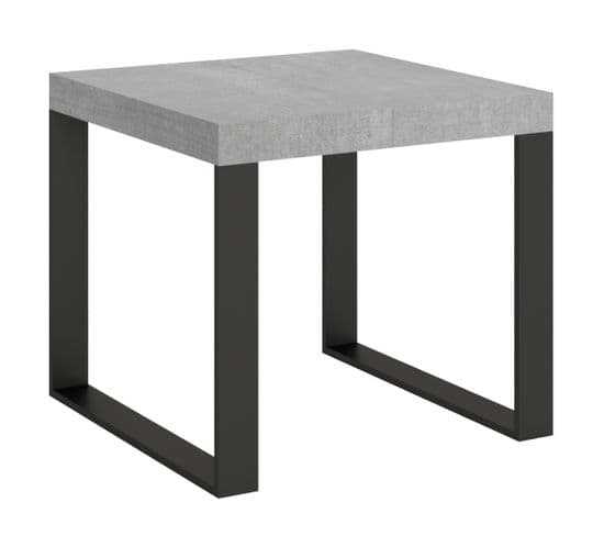 Table Extensible 90x90/246 Cm Tecno Ciment Cadre Anthracite