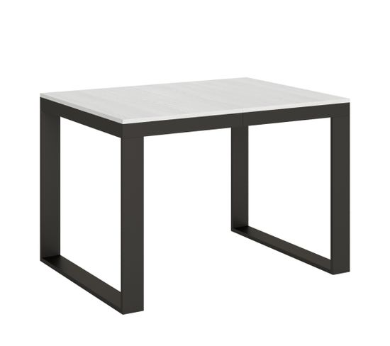 Table Extensible 90x120/380 Cm Tecno Evolution Frêne Blanc Cadre Anthracite