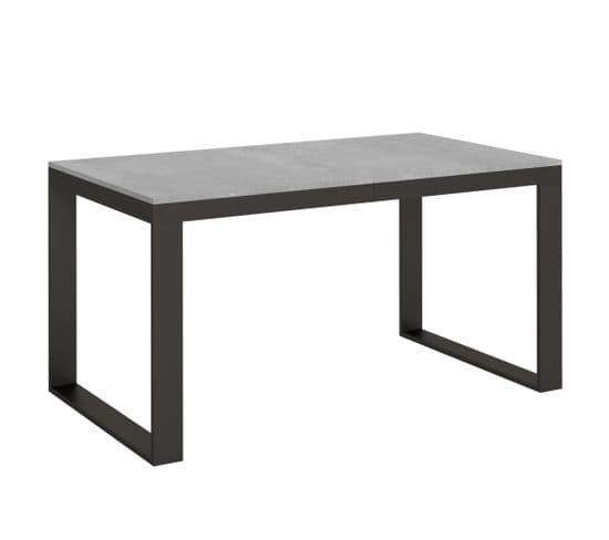Table Extensible 90x160/420 Cm Tecno Evolution Ciment Cadre Anthracite