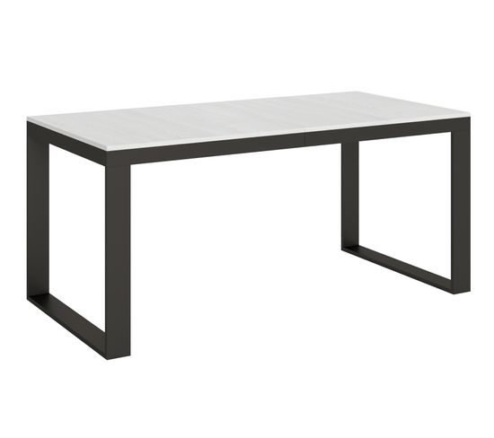 Table Extensible 90x180/440 Cm Tecno Evolution Frêne Blanc Cadre Anthracite