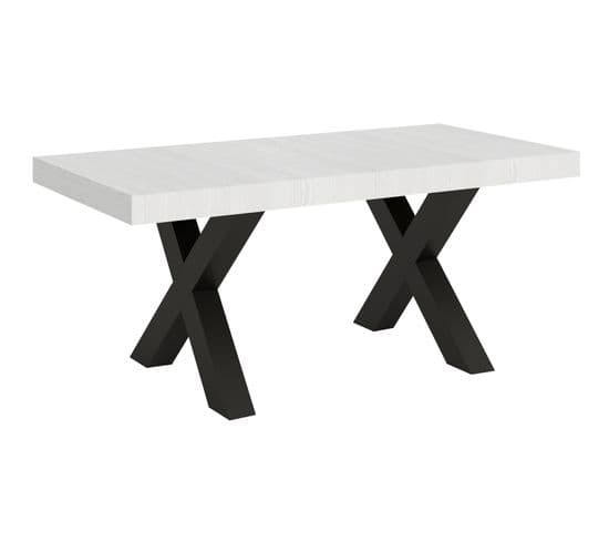 Table Extensible 90x180/284 Cm Traffic Frêne Blanc Cadre Anthracite