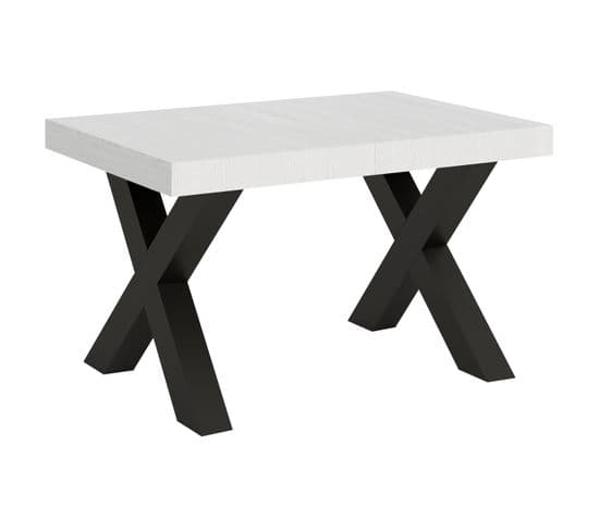 Table Extensible 90x130/390 Cm Traffic Frêne Blanc Cadre Anthracite