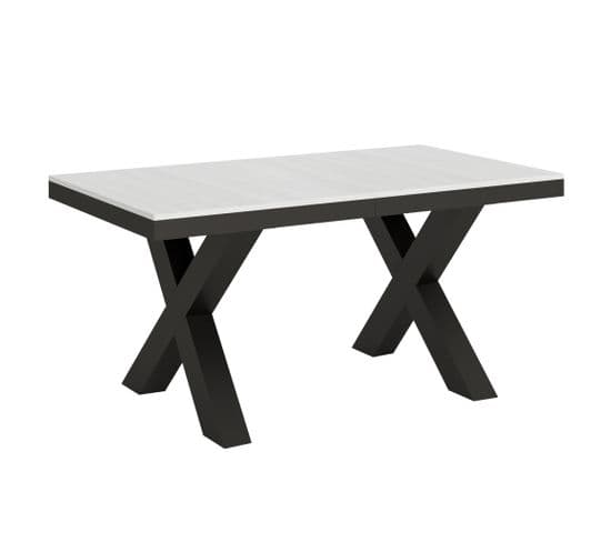 Table Extensible 90x160/420 Cm Traffic Evolution Frêne Blanc Cadre Anthracite