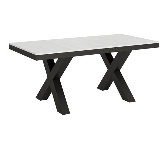 Table Extensible 90x180/440 Cm Traffic Evolution Frêne Blanc Cadre Anthracite