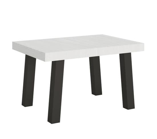 Table Extensible 90x130/234 Cm Bridge Frêne Blanc Cadre Anthracite