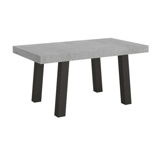 Table Extensible 90x160/264 Cm Bridge Ciment Cadre Anthracite