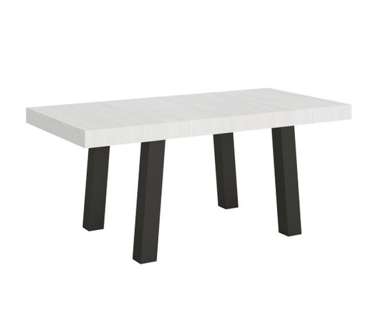 Table Extensible 90x180/284 Cm Bridge Frêne Blanc Cadre Anthracite