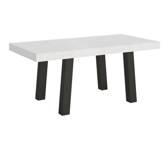 Table Extensible 90x180/440 Cm Bridge Frêne Blanc Cadre Anthracite