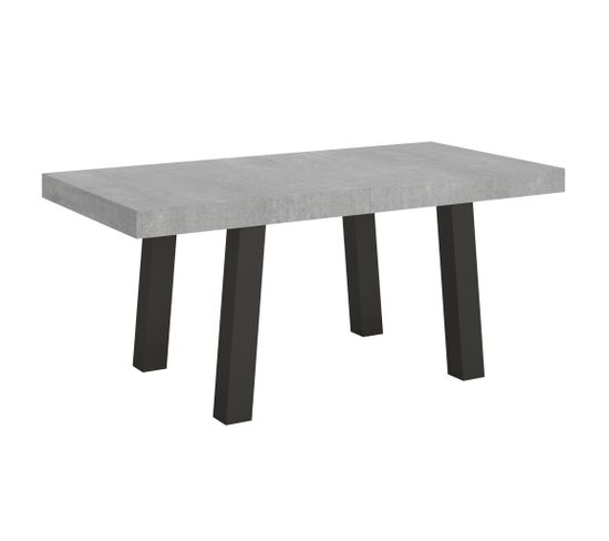 Table Extensible 90x180/440 Cm Bridge Ciment Cadre Anthracite