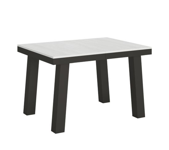 Table Extensible 90x120/224 Cm Bridge Evolution Frêne Blanc Cadre Anthracite