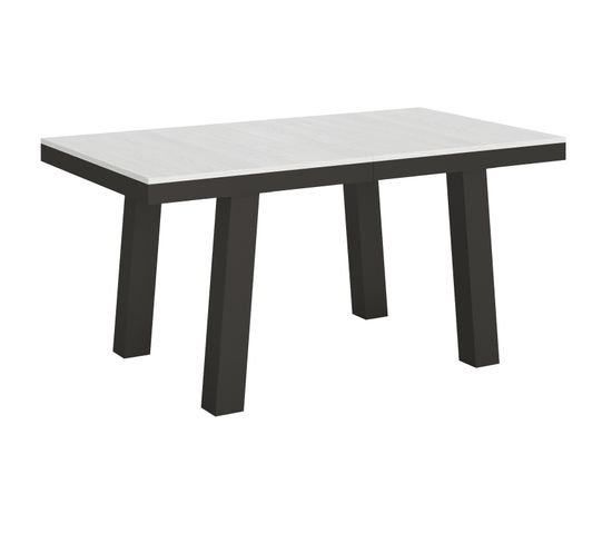 Table Extensible 90x160/264 Cm Bridge Evolution Frêne Blanc Cadre Anthracite