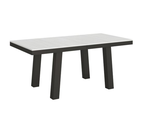 Table Extensible 90x180/284 Cm Bridge Evolution Frêne Blanc Cadre Anthracite