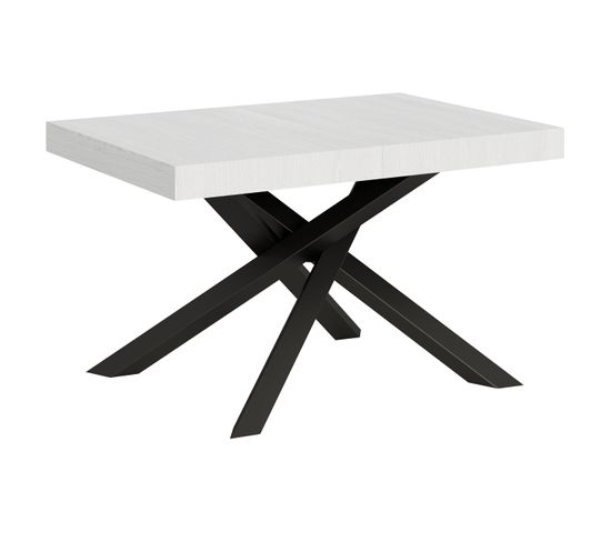 Table Extensible 90x130/390 Cm Volantis Frêne Blanc Cadre Anthracite