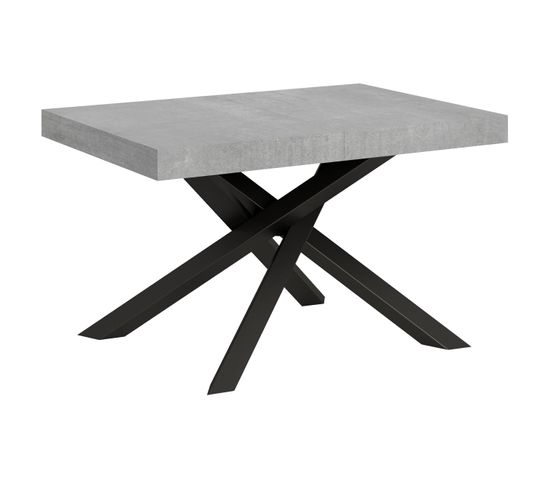 Table Extensible 90x130/390 Cm Volantis Ciment Cadre Anthracite