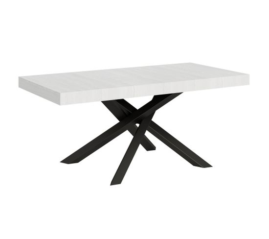 Table Extensible 90x180/440 Cm Volantis Frêne Blanc Cadre Anthracite