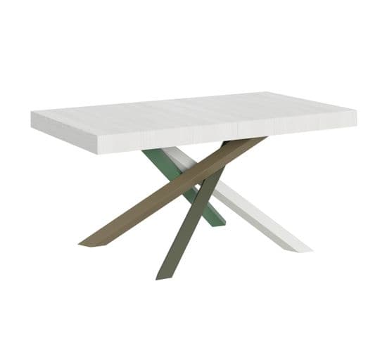 Table Extensible 90x160/264 Cm Volantis Frêne Blanc Cadre 4/a