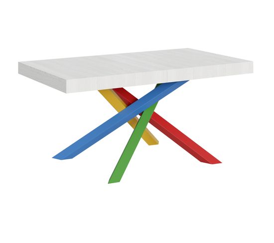 Table Extensible 90x160/420 Cm Volantis Frêne Blanc Cadre 4/b