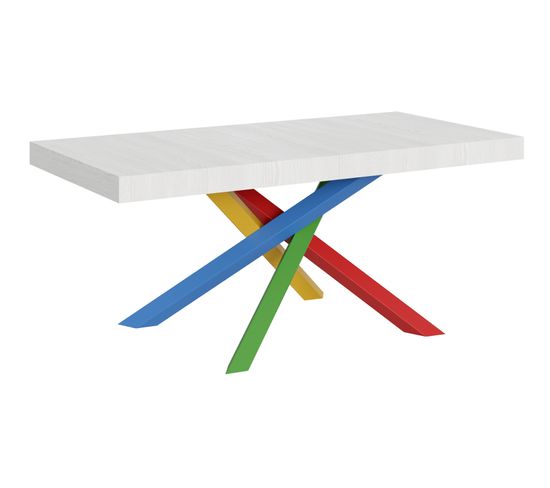 Table Extensible 90x180/440 Cm Volantis Frêne Blanc Cadre 4/b