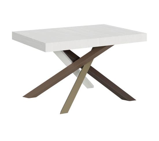 Table Extensible 90x130/390 Cm Volantis Frêne Blanc Cadre 4/c