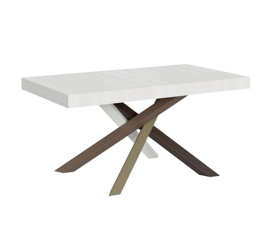 Table Extensible 90x160/420 Cm Volantis Frêne Blanc Cadre 4/c