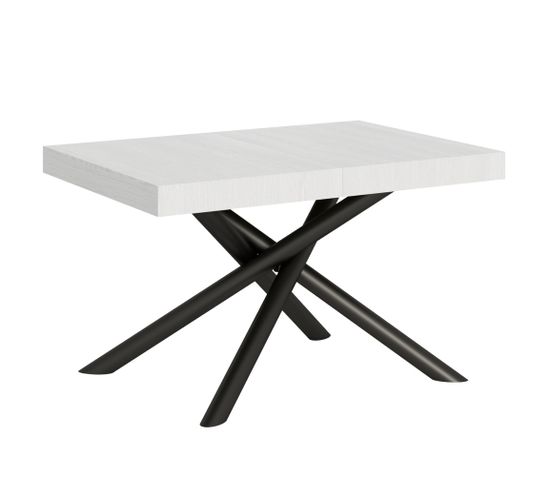 Table Extensible 90x130/234 Cm Famas Frêne Blanc Cadre Anthracite