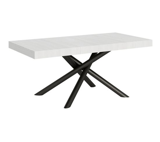 Table Extensible 90x180/284 Cm Famas Frêne Blanc Cadre Anthracite
