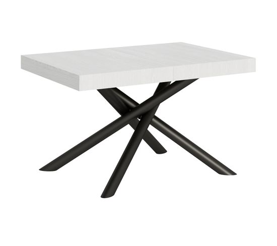 Table Extensible 90x130/390 Cm Famas Frêne Blanc Cadre Anthracite