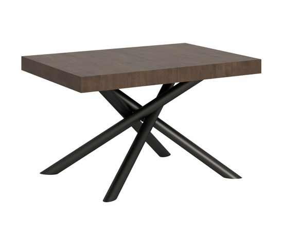 Table Extensible 90x130/390 Cm Famas Noyer Cadre Anthracite