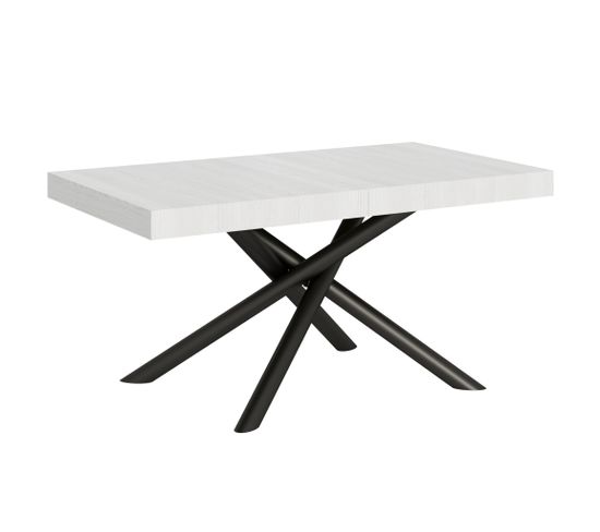 Table Extensible 90x160/420 Cm Famas Frêne Blanc Cadre Anthracite