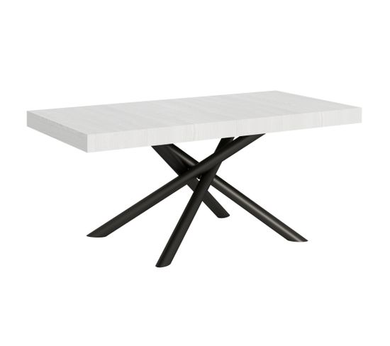 Table Extensible 90x180/440 Cm Famas Frêne Blanc Cadre Anthracite