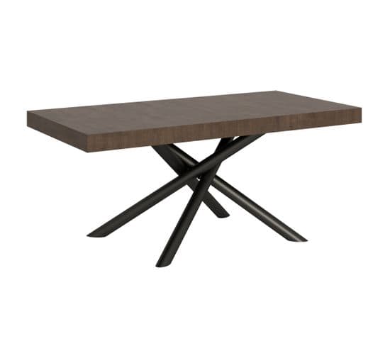 Table Extensible 90x180/440 Cm Famas Noyer Cadre Anthracite