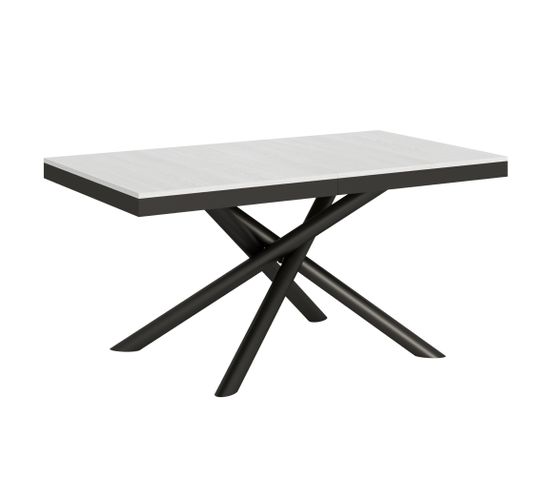 Table Extensible 90x160/420 Cm Famas Evolution Frêne Blanc Cadre Anthracite