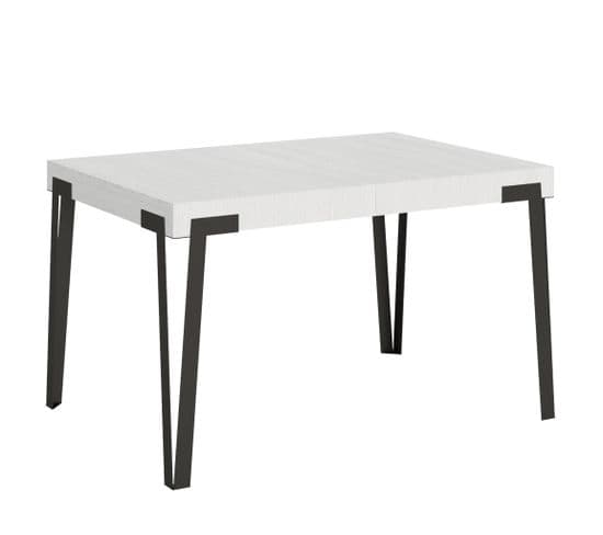 Table Extensible 90x130/234 Cm Rio Frêne Blanc Cadre Anthracite