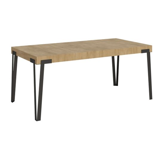 Table Extensible 90x180/284 Cm Rio Chêne Nature Cadre Anthracite