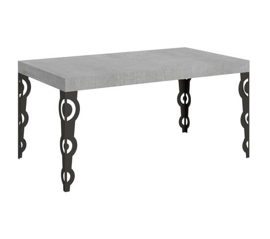 Table Extensible 90x160/420 Cm Karamay Ciment Cadre Anthracite