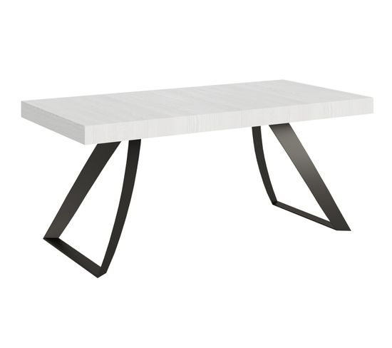 Table Extensible 90x180/284 Cm Proxy Frêne Blanc Cadre Anthracite
