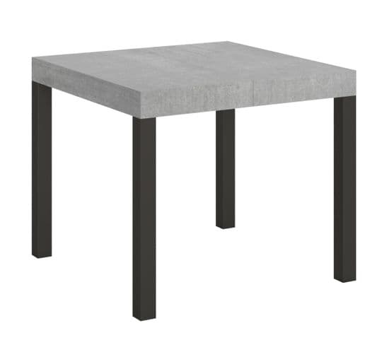 Table Extensible 90x90/246 Cm Everyday Ciment Cadre Anthracite