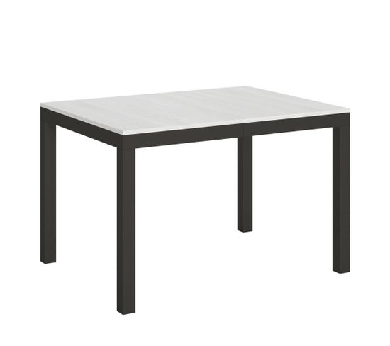 Table Extensible 90x120/224 Cm Everyday Evolution Frêne Blanc Cadre Anthracite
