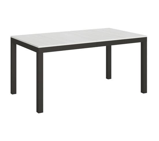 Table Extensible 90x160/264 Cm Everyday Evolution Frêne Blanc Cadre Anthracite