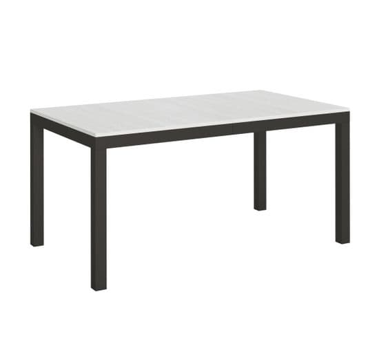 Table Extensible 90x160/420 Cm Everyday Evolution Frêne Blanc Cadre Anthracite