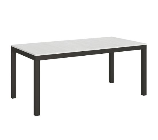 Table Extensible 90x180/440 Cm Everyday Evolution Frêne Blanc Cadre Anthracite - Table BUT