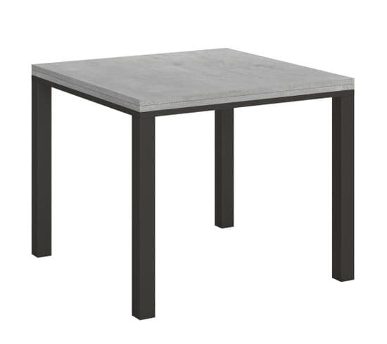 Table Extensible 90x90/180 Cm Everyday Libra Ciment Cadre Anthracite